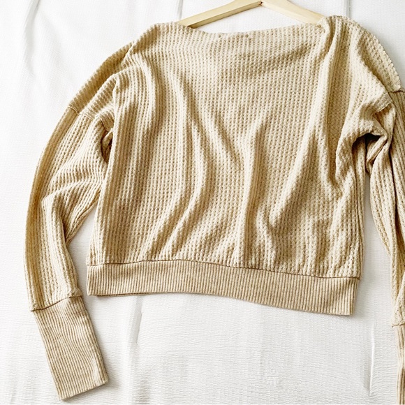 Treasure & Bond Draped Front Drop Sleeve Waffle Top - Picture 7 of 8